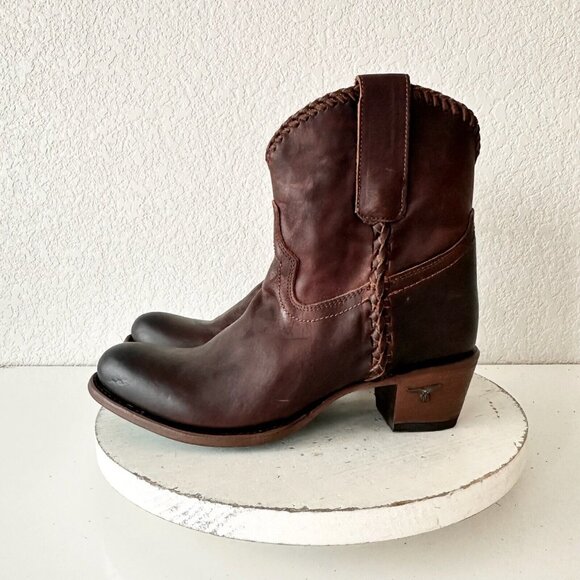 Lane PLAIN JANE PJ Brown Cowboy Boots Womens 7.5 Leather Cowgirl Western Short - Picture 4 of 12